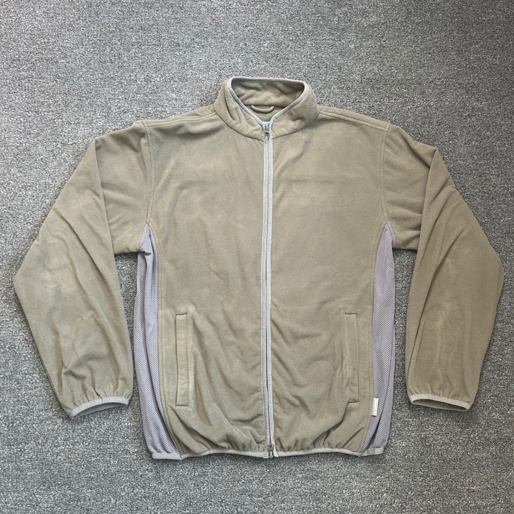 Stussy F.I.T. Full Zip Fleece Jacket Olive Green Mens Large Mesh Panel Mock Neck